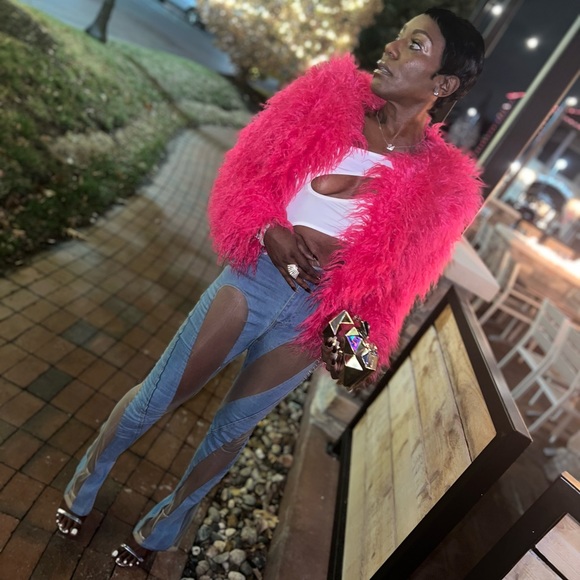 Twisted blue denim sheer pants (SOLD) - Picture 7 of 8